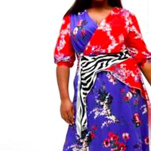 ASOS Design curve mixed print trophy dress